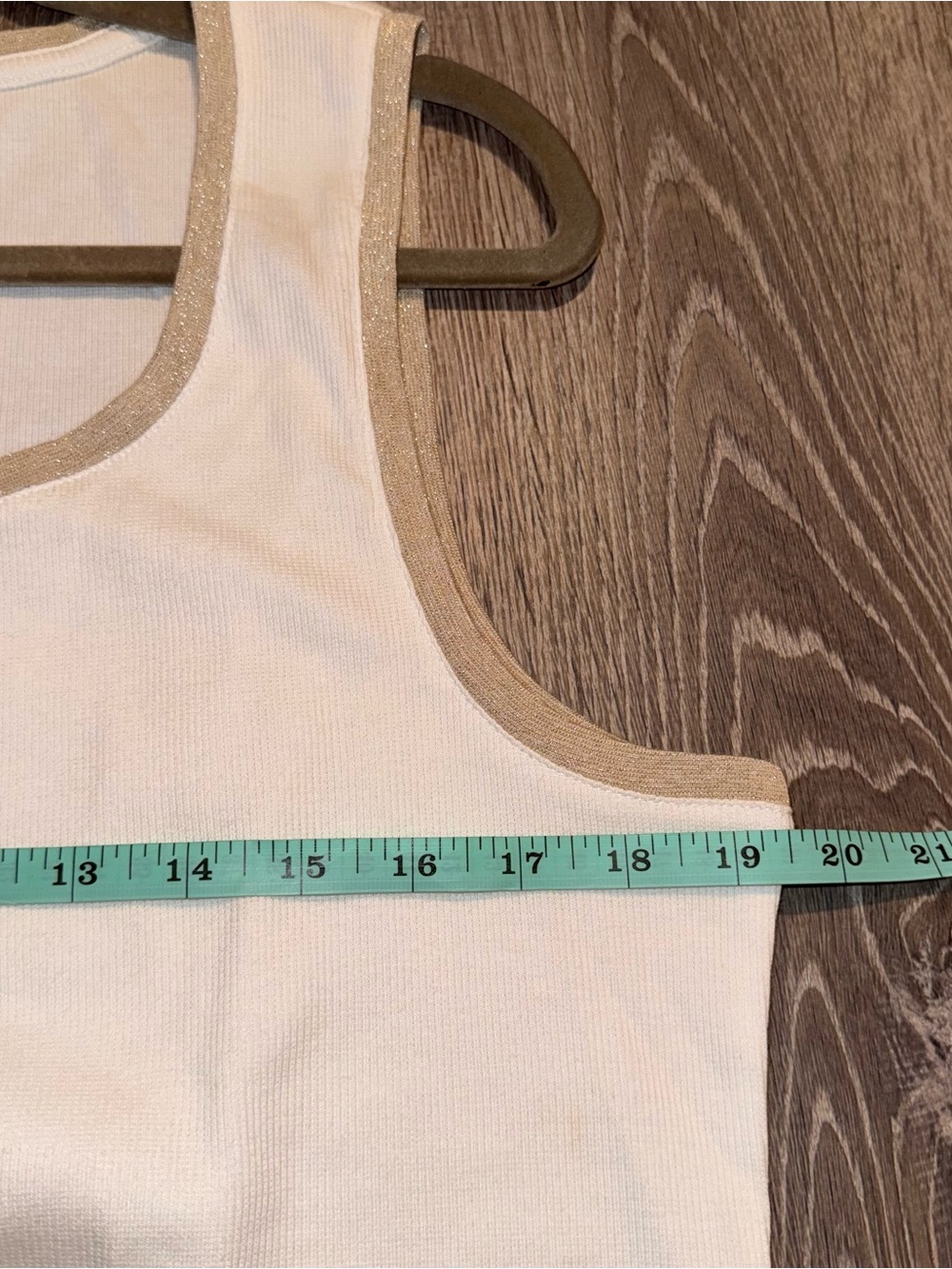 Chico’s white Sleeveless the ultimate tee metallic Silver gold Trim tank top XL - Picture 11 of 14